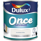 Dulux Once Satinwood Paint, Pure Brilliant White, 2.5L