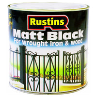 RUSTINS Quick Drying Matt Black Paint, 250ml