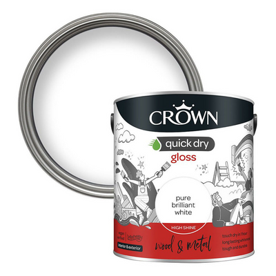 Crown Quick Dry Gloss Paint - Brilliant White 2.5L