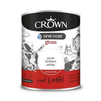 Crown One Coat Gloss White Paint 750ml