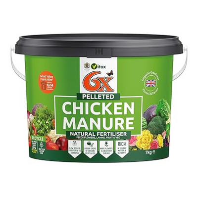 6X Natural Pelleted Chicken Fertiliser 7kg