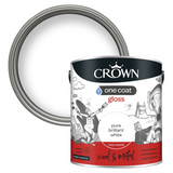 Crown One Coat Gloss Paint - Pure Brilliant White 2.5L